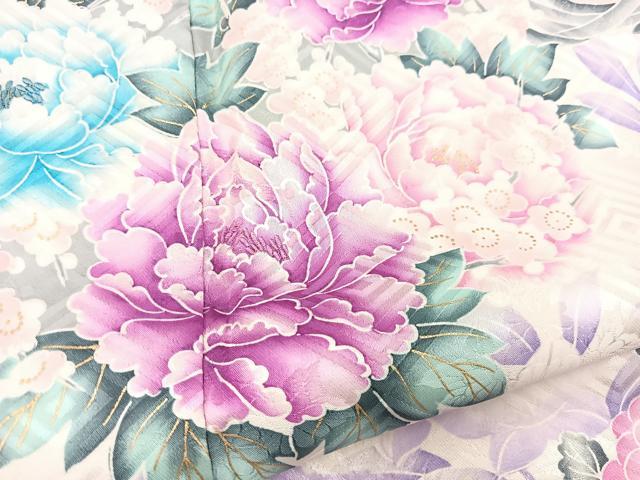 平和屋着物●豪華振袖　総絞り　花丸文　金彩　正絹　逸品　BAAY9301yc