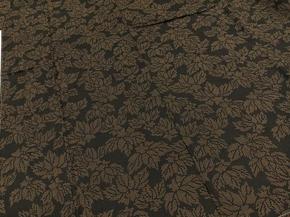 平和屋着物■上質な紬　草花文　黒地　正絹　逸品　未使用　BAAY9313yc