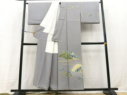 平和屋着物●本加賀友禅作家　押田正義　訪問着　風景樹林文　暈し染め　正絹　逸品　BAAY9316yc