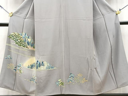 平和屋着物●本加賀友禅作家　押田正義　訪問着　風景樹林文　暈し染め　正絹　逸品　BAAY9316yc