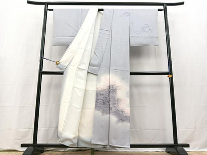 平和屋着物■訪問着　地紋起こし　流水風景文　暈し染め　正絹　逸品　BAAY9320yc