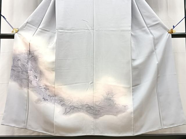 平和屋着物■訪問着　地紋起こし　流水風景文　暈し染め　正絹　逸品　BAAY9320yc
