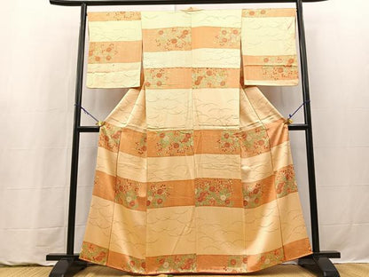 平和屋着物■上質な小紋　横段花文　正絹　逸品　BAAY9322yc