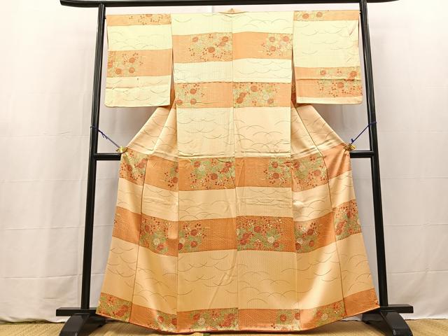 平和屋着物■上質な小紋　横段花文　正絹　逸品　BAAY9322yc