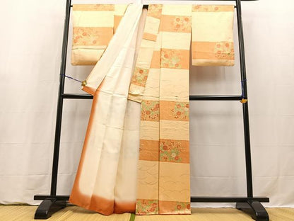 平和屋着物■上質な小紋　横段花文　正絹　逸品　BAAY9322yc