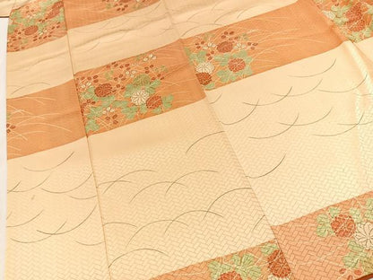 平和屋着物■上質な小紋　横段花文　正絹　逸品　BAAY9322yc