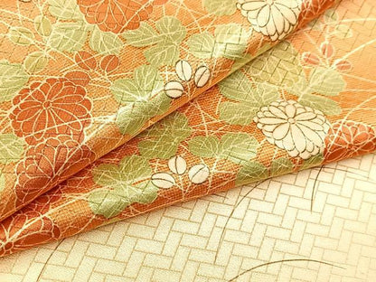 平和屋着物■上質な小紋　横段花文　正絹　逸品　BAAY9322yc
