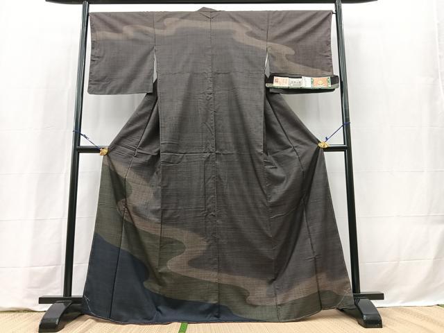 平和屋着物●本場大島紬　訪問着　泥染め　9マルキ　エ霞文　工房夢おり謹製　証紙付き　正絹　逸品　未使用　BAAY9323yc