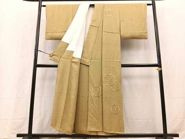 平和屋着物■無地絵羽訪問着　総刺繍　花菱丸文　木蘭色　正絹　逸品　BAAY9324yc