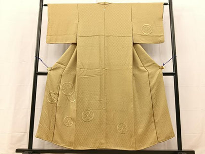 平和屋着物■無地絵羽訪問着　総刺繍　花菱丸文　木蘭色　正絹　逸品　BAAY9324yc