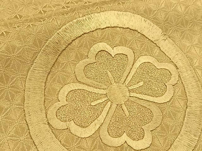 平和屋着物■無地絵羽訪問着　総刺繍　花菱丸文　木蘭色　正絹　逸品　BAAY9324yc