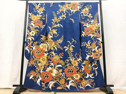 平和屋着物●豪華振袖　駒刺繍　更紗花文　三越扱い　正絹　逸品　BAAY9326yc
