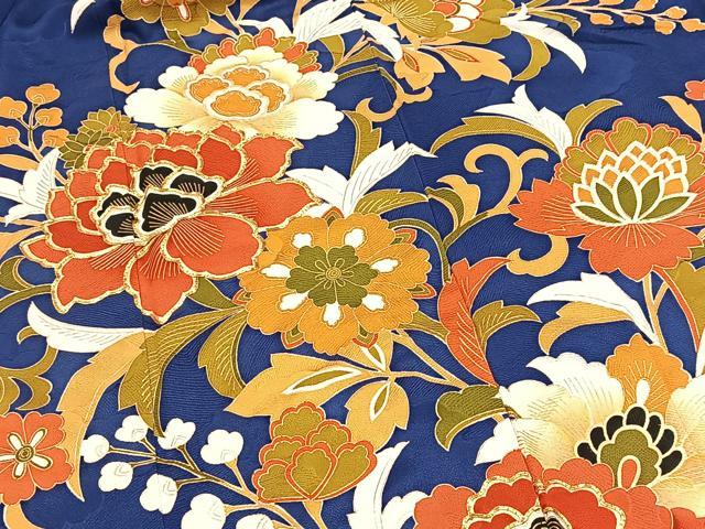 平和屋着物●豪華振袖　駒刺繍　更紗花文　三越扱い　正絹　逸品　BAAY9326yc