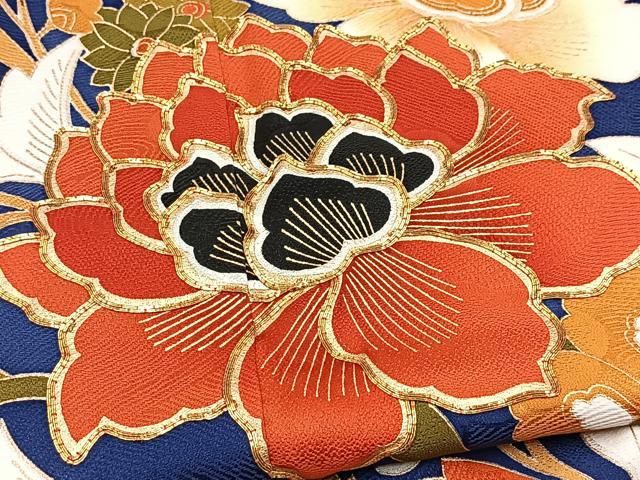 平和屋着物●豪華振袖　駒刺繍　更紗花文　三越扱い　正絹　逸品　BAAY9326yc