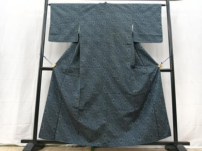 平和屋着物■上質な紬　幾何学文様　正絹　逸品　BAAY9327yc
