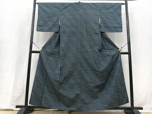 平和屋着物■上質な紬　幾何学文様　正絹　逸品　BAAY9327yc