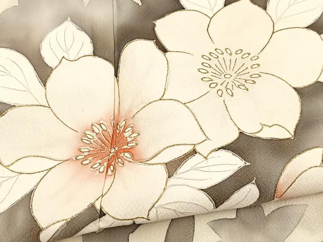 平和屋着物■訪問着　草花文　暈し染め　金彩　正絹　逸品　BAAY9331yc