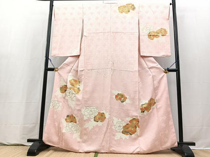 平和屋着物■訪問着　駒刺繍　草花文　金彩　正絹　逸品　BAAY9333yc