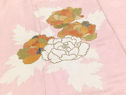 平和屋着物■訪問着　駒刺繍　草花文　金彩　正絹　逸品　BAAY9333yc
