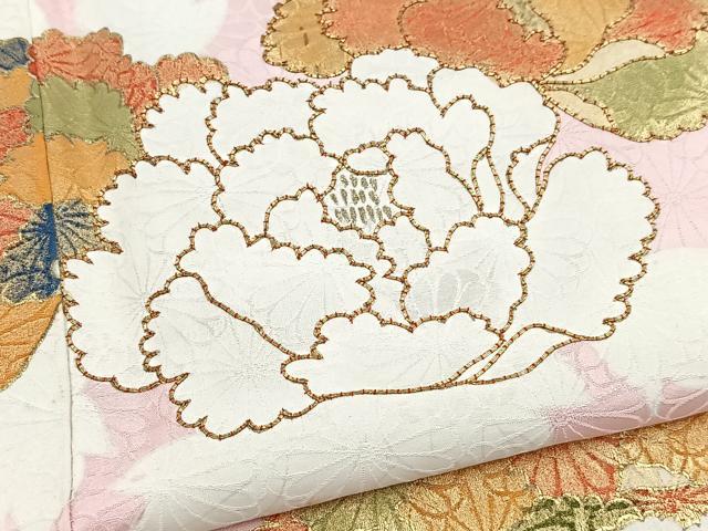平和屋着物■訪問着　駒刺繍　草花文　金彩　正絹　逸品　BAAY9333yc