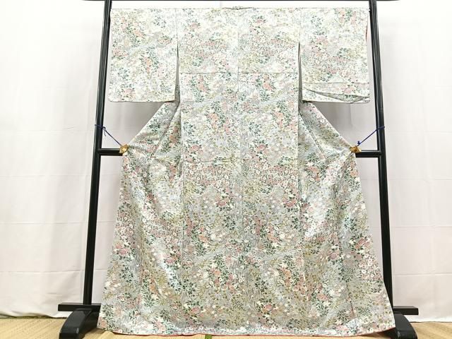 平和屋着物●上質な小紋　草花文　正絹　逸品　BAAY9380yc