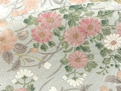 平和屋着物●上質な小紋　草花文　正絹　逸品　BAAY9380yc