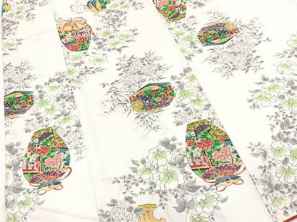 平和屋着物■上質な小紋　仕覆花文　金彩　正絹　逸品　BAAY9405yc