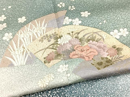 平和屋着物●訪問着　刺繍　地紙花文　暈し染め　金彩　正絹　逸品　BAAY9425yc