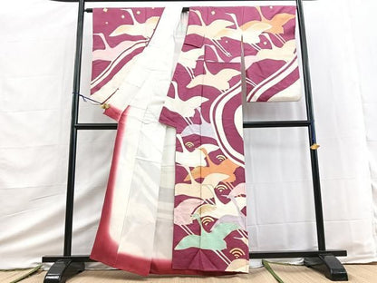平和屋着物■訪問着　飛鶴文　金彩　正絹　逸品　BAAY9426yc