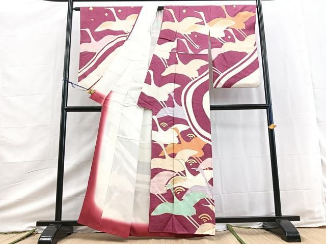 平和屋着物■訪問着　飛鶴文　金彩　正絹　逸品　BAAY9426yc