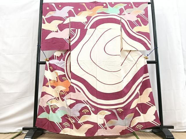 平和屋着物■訪問着　飛鶴文　金彩　正絹　逸品　BAAY9426yc