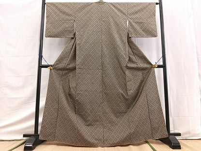 平和屋着物■本場大島紬　7マルキ　幾何学文様　正絹　逸品　BAAY9427yc
