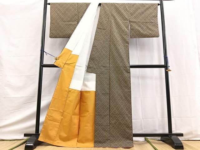 平和屋着物■本場大島紬　7マルキ　幾何学文様　正絹　逸品　BAAY9427yc
