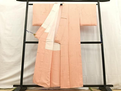 平和屋着物■上質な色無地　草花地紋　一斤染色　正絹　逸品　BAAY9429yc