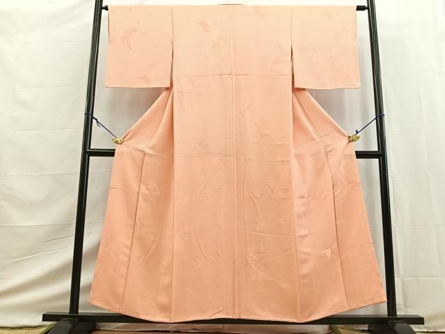 平和屋着物■上質な色無地　草花地紋　一斤染色　正絹　逸品　BAAY9429yc