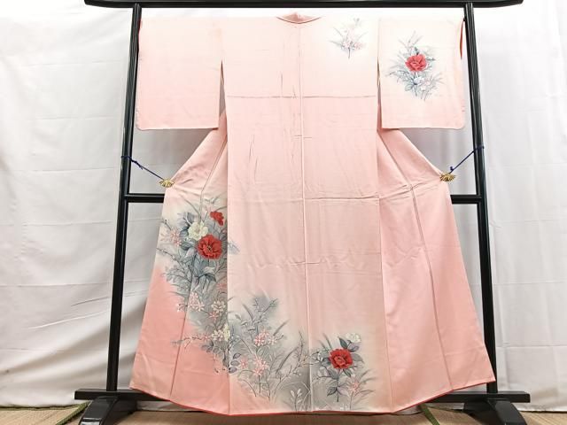 平和屋着物■訪問着　手描き　草花文　暈し染め　正絹　逸品　BAAY9430yc