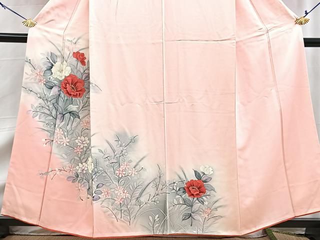平和屋着物■訪問着　手描き　草花文　暈し染め　正絹　逸品　BAAY9430yc