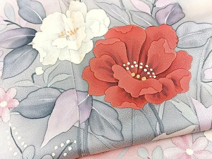 平和屋着物■訪問着　手描き　草花文　暈し染め　正絹　逸品　BAAY9430yc