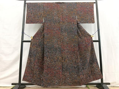 平和屋着物■上質な小紋　更紗花鳥文　暈し染め　正絹　逸品　BAAY9432yc