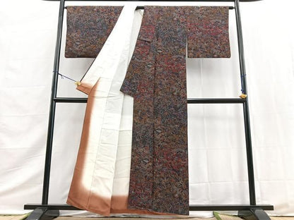 平和屋着物■上質な小紋　更紗花鳥文　暈し染め　正絹　逸品　BAAY9432yc
