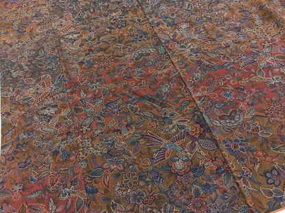 平和屋着物■上質な小紋　更紗花鳥文　暈し染め　正絹　逸品　BAAY9432yc