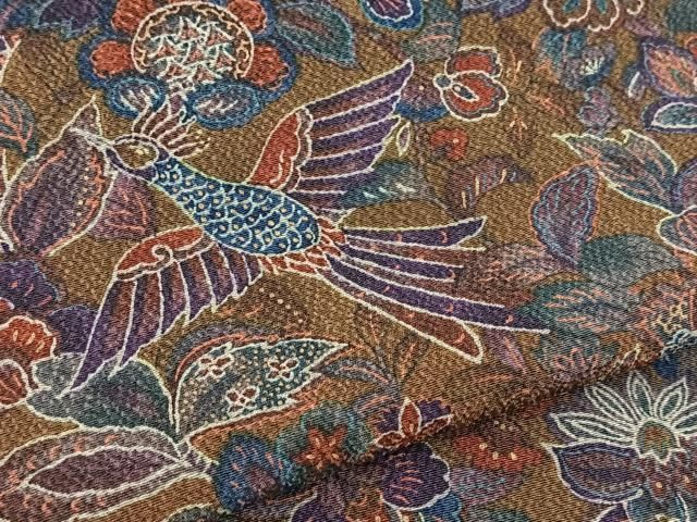 平和屋着物■上質な小紋　更紗花鳥文　暈し染め　正絹　逸品　BAAY9432yc