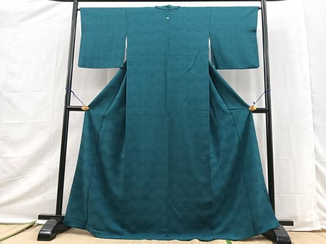 平和屋着物●上質な色無地　立波地紋　花浅葱色　正絹　逸品　BAAY9485yc