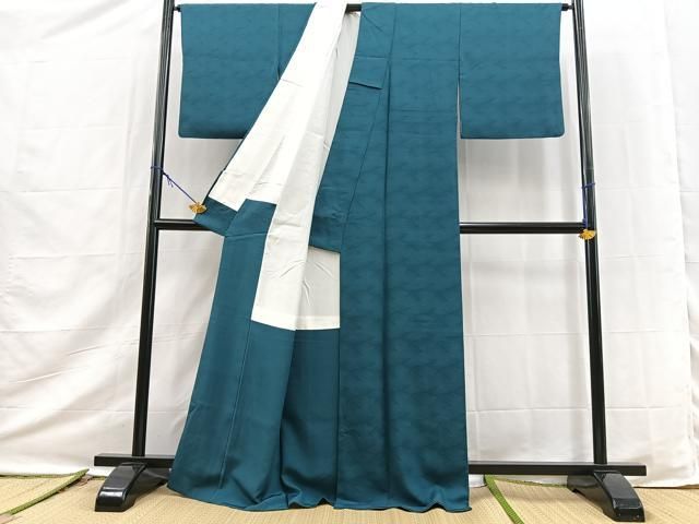 平和屋着物●上質な色無地　立波地紋　花浅葱色　正絹　逸品　BAAY9485yc