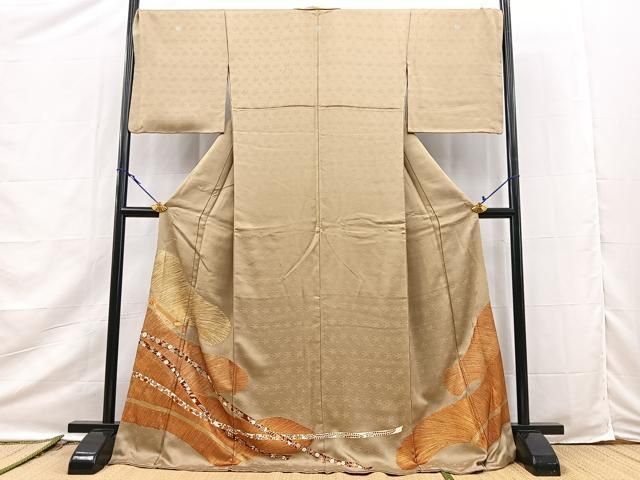 平和屋着物■豪華色留袖　駒刺繍　鬘帯花文　金彩　ロング丈　正絹　逸品　BAAY9486yc