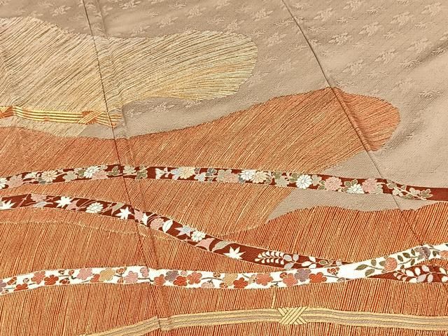 平和屋着物■豪華色留袖　駒刺繍　鬘帯花文　金彩　ロング丈　正絹　逸品　BAAY9486yc