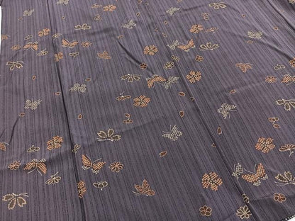 平和屋着物■上質な小紋　花蝶文　正絹　逸品　BAAY9487yc