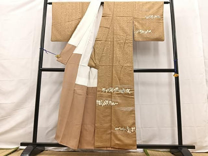 平和屋着物■訪問着　刺繍　横段更紗花文　金彩　正絹　逸品　BAAY9504yc