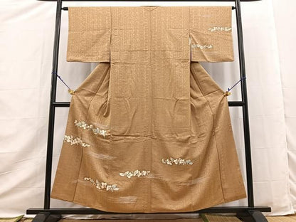 平和屋着物■訪問着　刺繍　横段更紗花文　金彩　正絹　逸品　BAAY9504yc