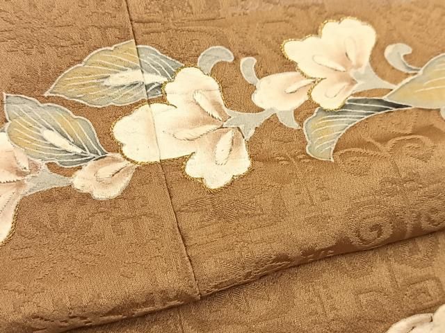 平和屋着物■訪問着　刺繍　横段更紗花文　金彩　正絹　逸品　BAAY9504yc